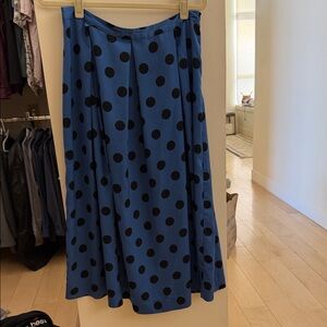Who What Wear A-Line Blue and Black Polka Dot Skirt